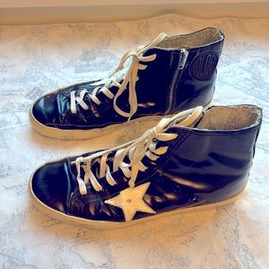 Golden Goose Francy Black Leather Side Zip Hi Tops